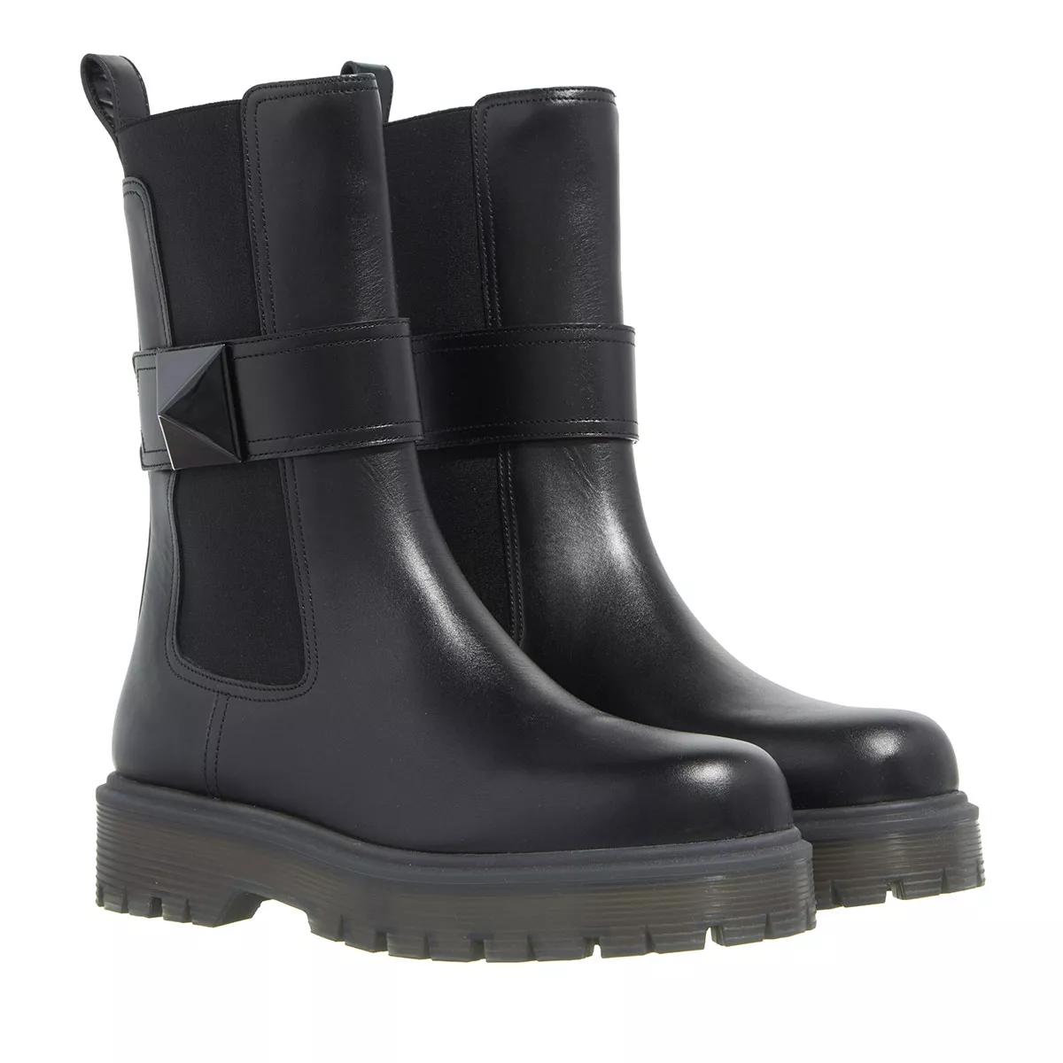 Valentino Garavani Boots & Stiefeletten - One Stud Beatle Boot In Calfskin - Gr. 35 (EU) - in Schwarz - für Damen