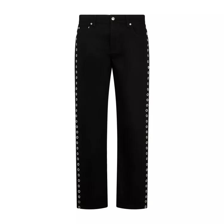 Alexander McQueen - Black Eyelet Cotton Denim - Größe 50 - black