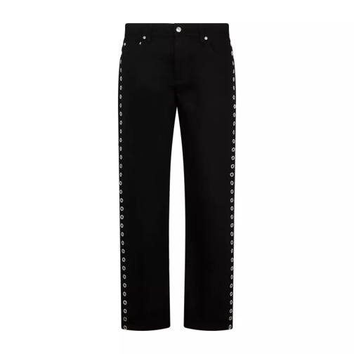 Alexander McQueen Black Eyelet Cotton Denim Black 