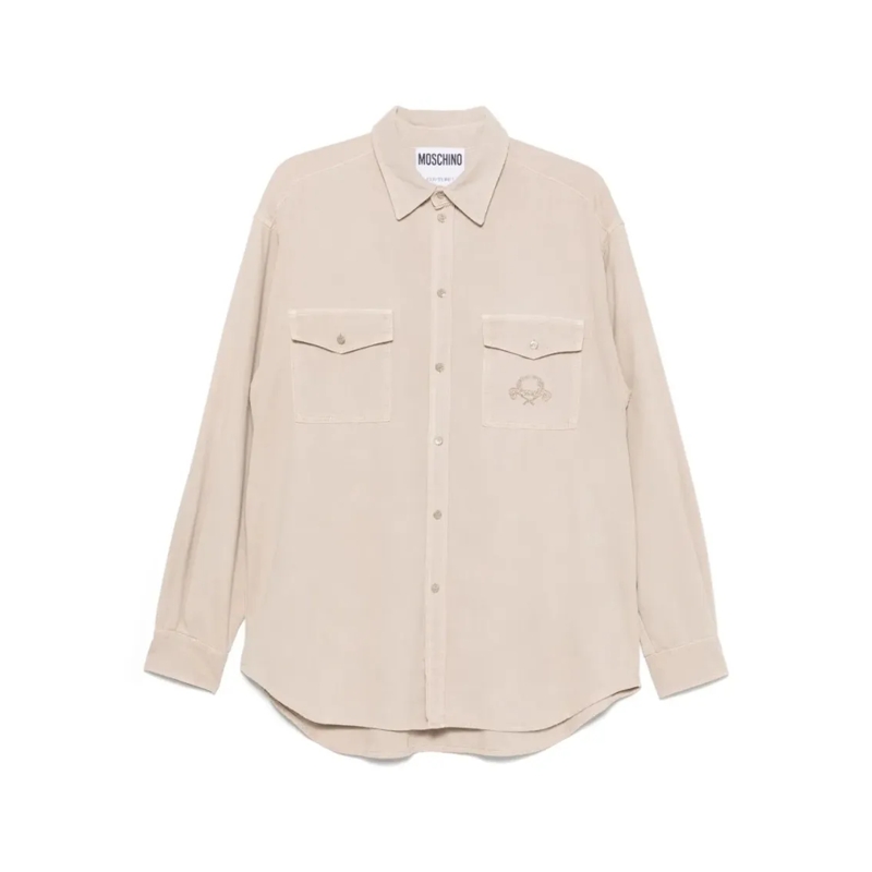 Moschino Hemd Tailored White Shirt With Structured Collar And Bu Neutrals