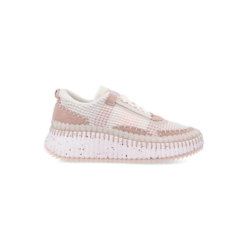 Chloé Sneaker basse Hand-Stitched Mesh Sneakers With Suede Inserts Neutrals