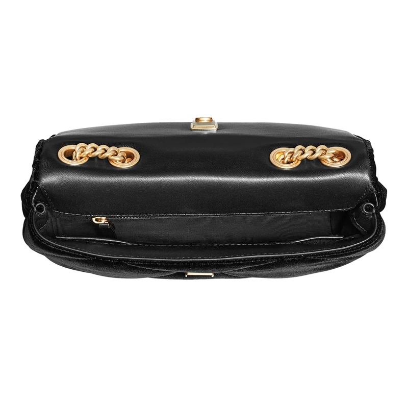 Tory Burch Crossbody Bag Kira Diamond Quilt Velvet Pave Small Convertible S Black(Image 4)