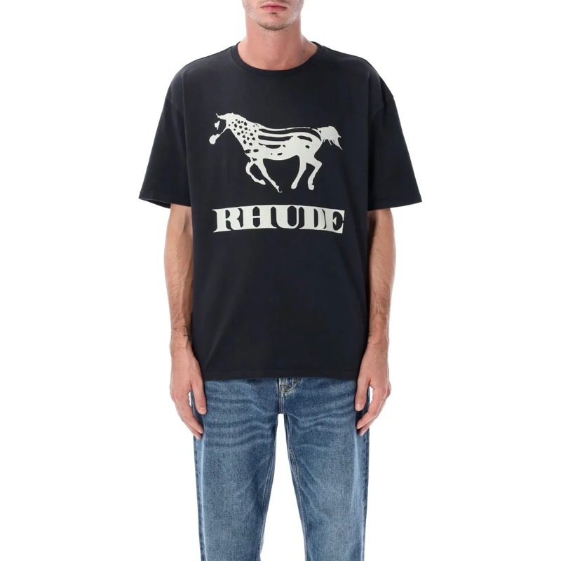 Rhude T-shirt Dinero Graphic Cotton T-Shirt Black