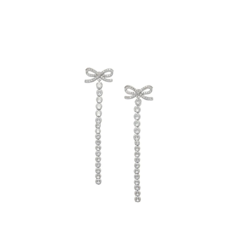 Self Portrait Ohrstecker Crystal-Embellished Bow Earrings In Silver-Plated  Not Applicable