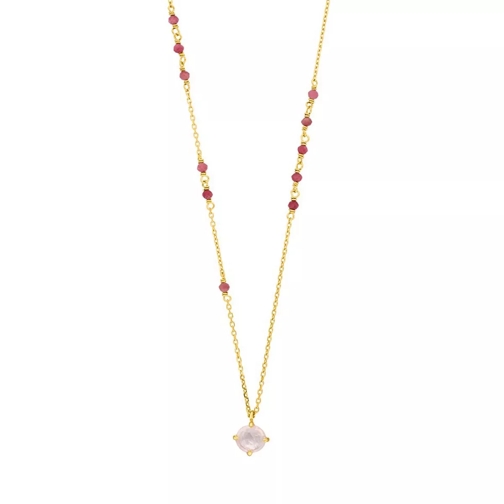 Leaf Necklace Flying Gems, Rosenquarz  Gold Kurze Halskette