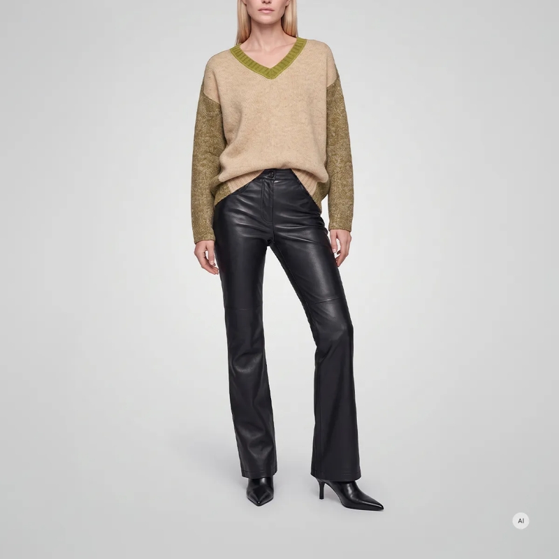 Marc Aurel Pullover- Rippen-Abschlüsse- 3-farbige Aufteilu sand