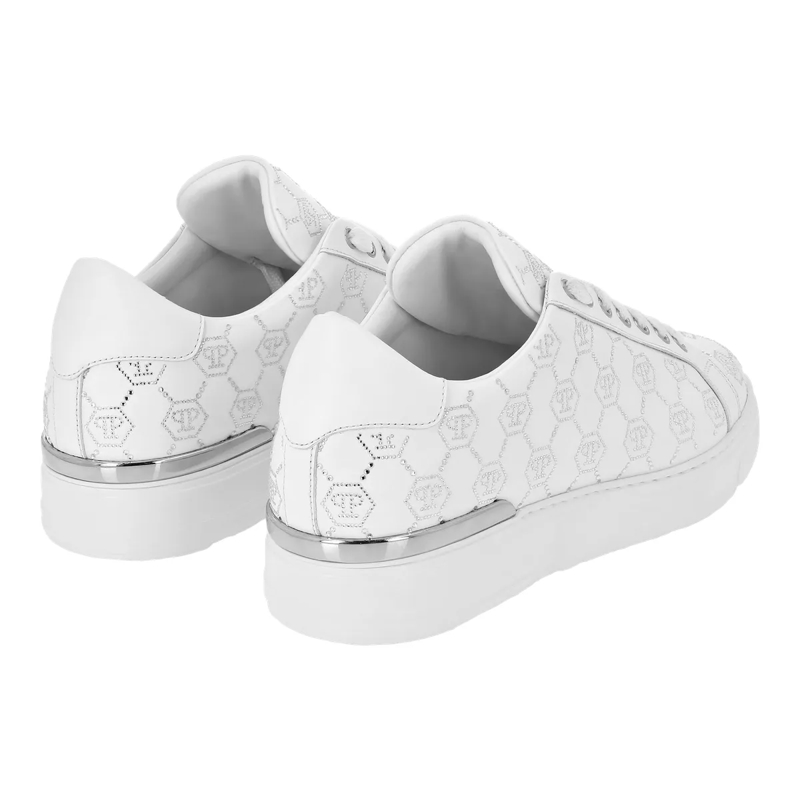 Philipp Plein Low-Top-Sneaker Lo-Top Turnschuhe Monogram Embellished weiss(Image 4)