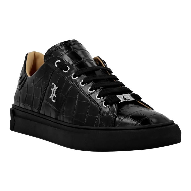 BILLIONAIRE Low-Top-Sneaker Low-Top Turnschuhe Crocco Print schwarz