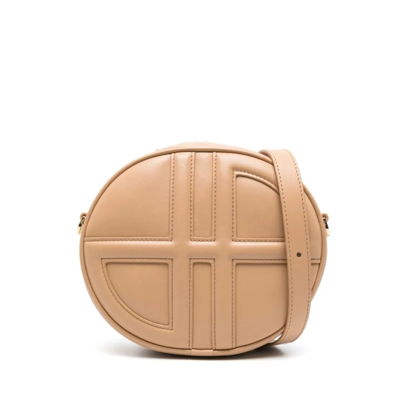 Patou Schultertasche Oval-Shaped Beige Calf Leather Bag Brown