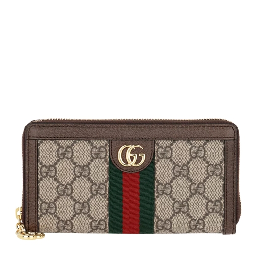 Gucci Ophidia GG Zip Around Wallet Beige/Ebony Portemonnaie mit Zip-Around-Reißverschluss