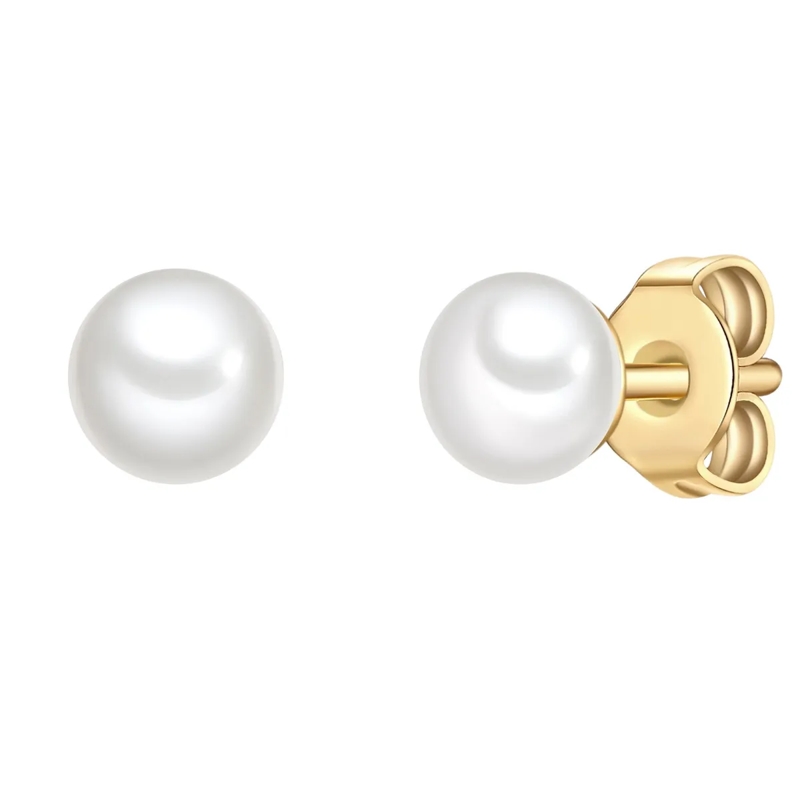 Glanzstücke München Ohrstecker Sterling Silber Perlen-Ohrstecker Süßwasser-Zuchtp weiss