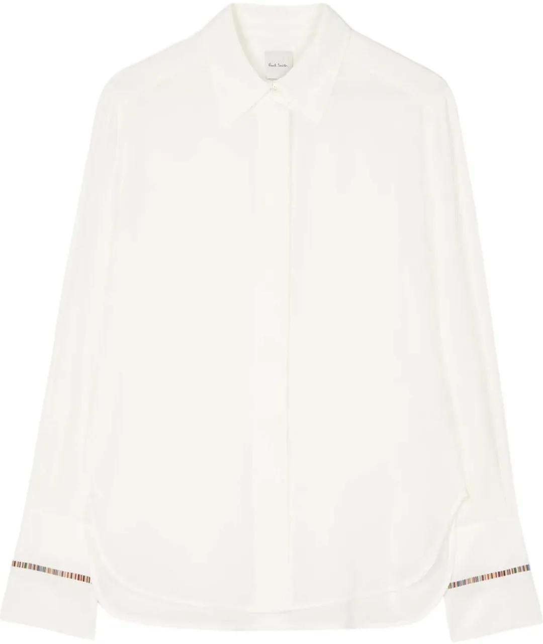 Thumbnail - Paul Smith - Chemisier blanc soie poignet ganse bayadere W1R 35 - Größe IT 40 - weiß