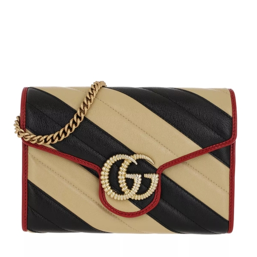 Gucci GG Marmont Quilted Shoulder Bag Leather Black/Beige Crossbody Bag