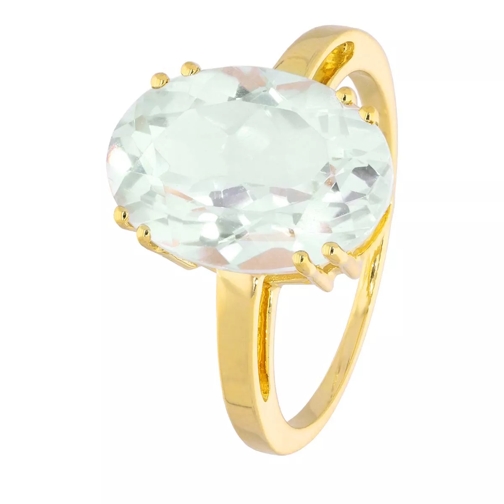 diamondline ring 375 YG 1 green amethyst treat. 14x10 oval fac gold Anello