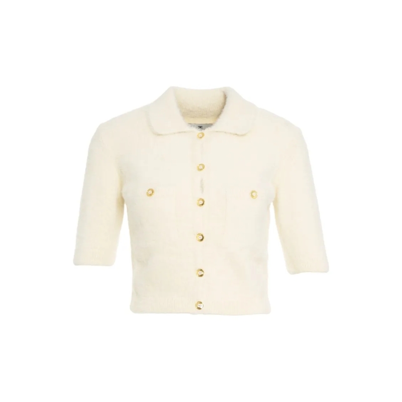 Elisabetta Franchi Strickjacke Short-Sleeve Knit Cardigan Neutrals