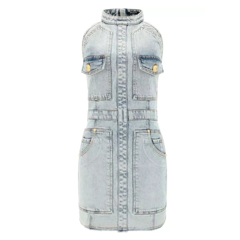 Balmain Minikleid Denim Mini Dress Blue