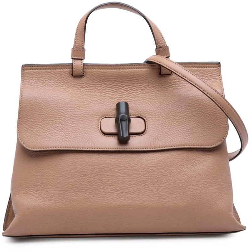 Gucci Sac à bandoulière Medium Leather Bamboo Daily Satchel braun