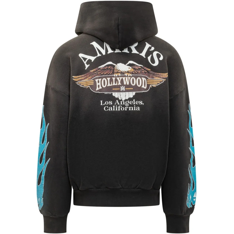 Amiri  Felpa Flames con Cappuccio e Tasche a Marsupio dunkelgrau(Image 2)