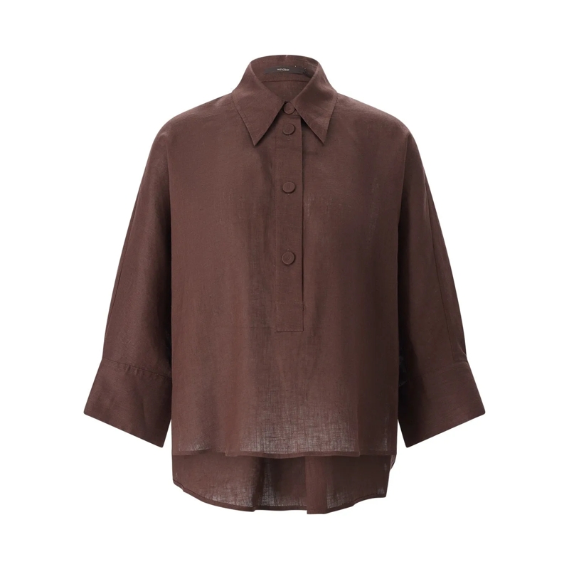 windsor. Blazer Hemdbluse aus Leinen braun(Image 4)
