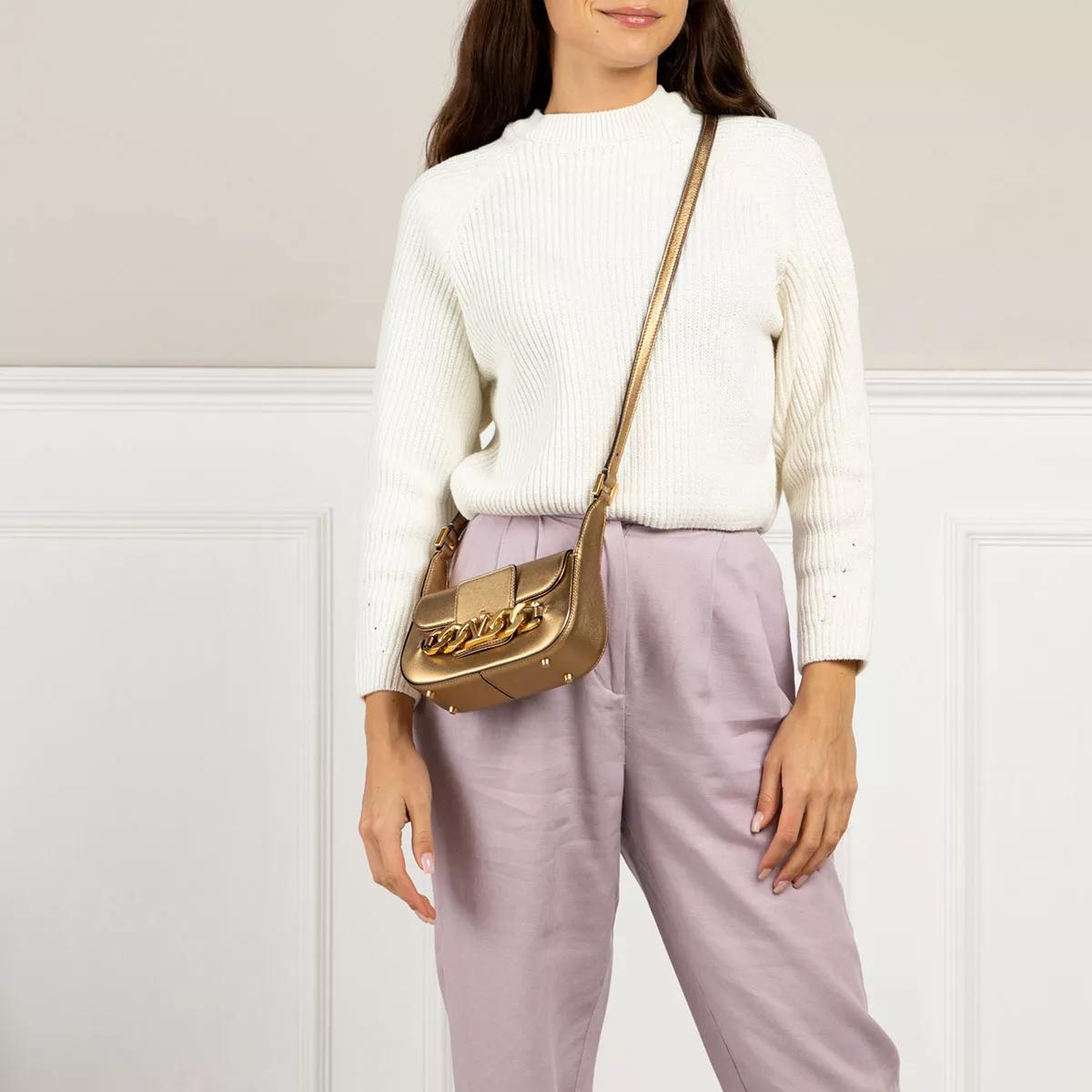 【Valentino】◆Crossbody Shoulder Chain Bag◆Gold◆ VALENTINO ORLANDI Taupe Gold Chain Accent Purse Crossbody