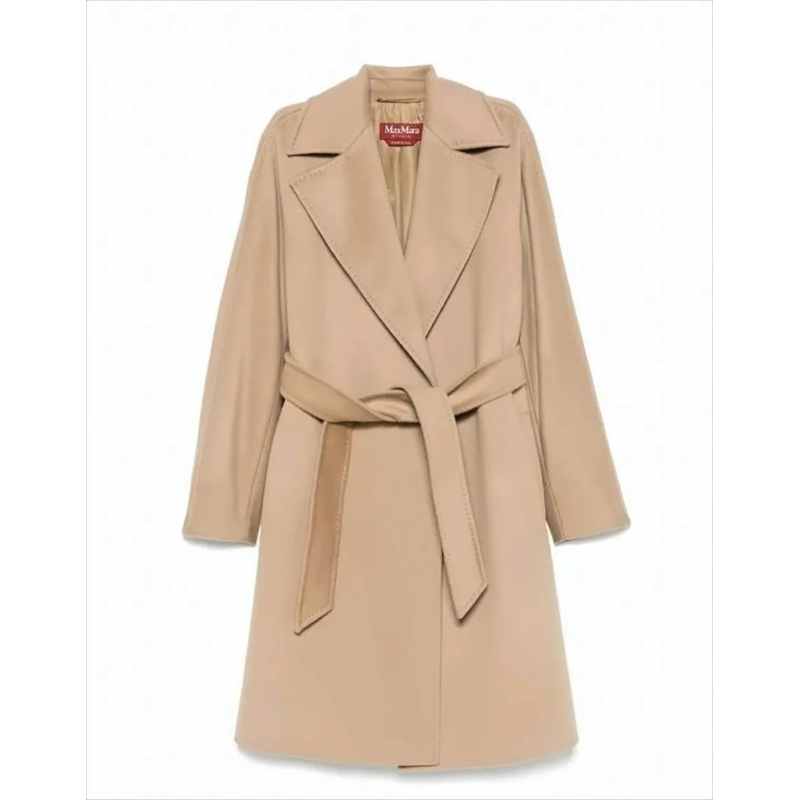 Max Mara Overgangsmantel Robe Silhouette Long Coat In Pure Wool Drap Neutrals