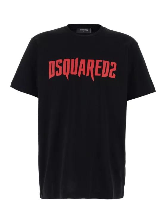 Dsquared2 - Black Crewneck T-Shirt Witrh Screaming Maple In Co - Größe L - black