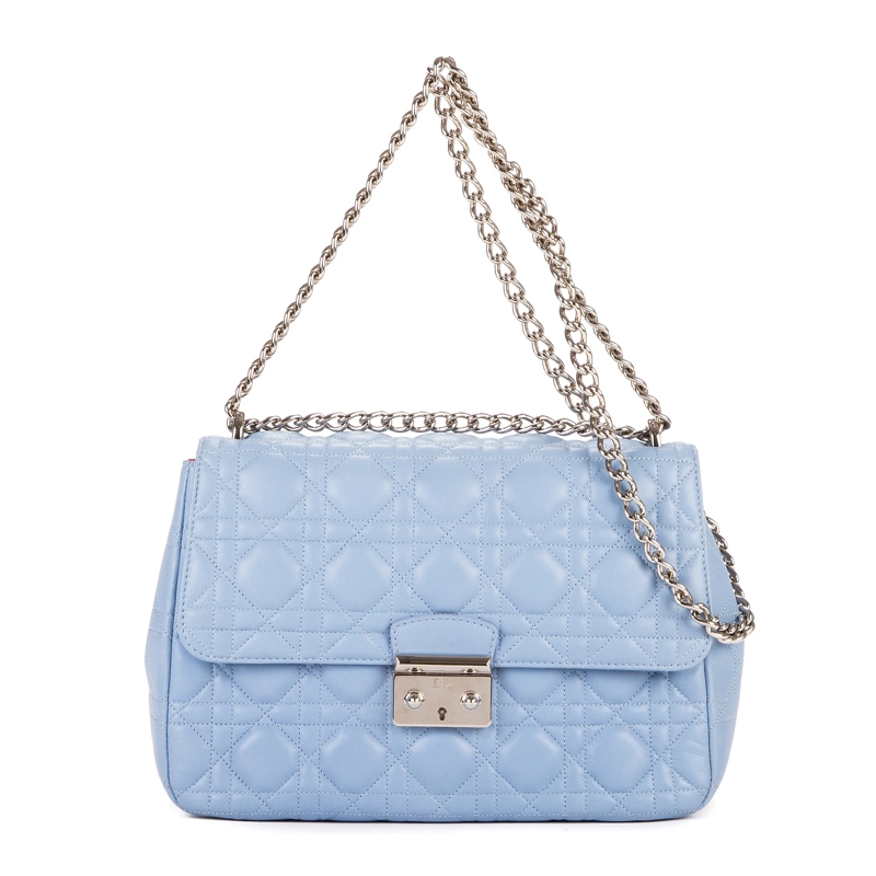 Christian Dior Crossbody Bag Miss Dior Wallet On Chain hell-blau