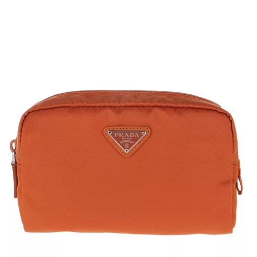 Prada Beauty Case Zipper Leather Papaya Necessär
