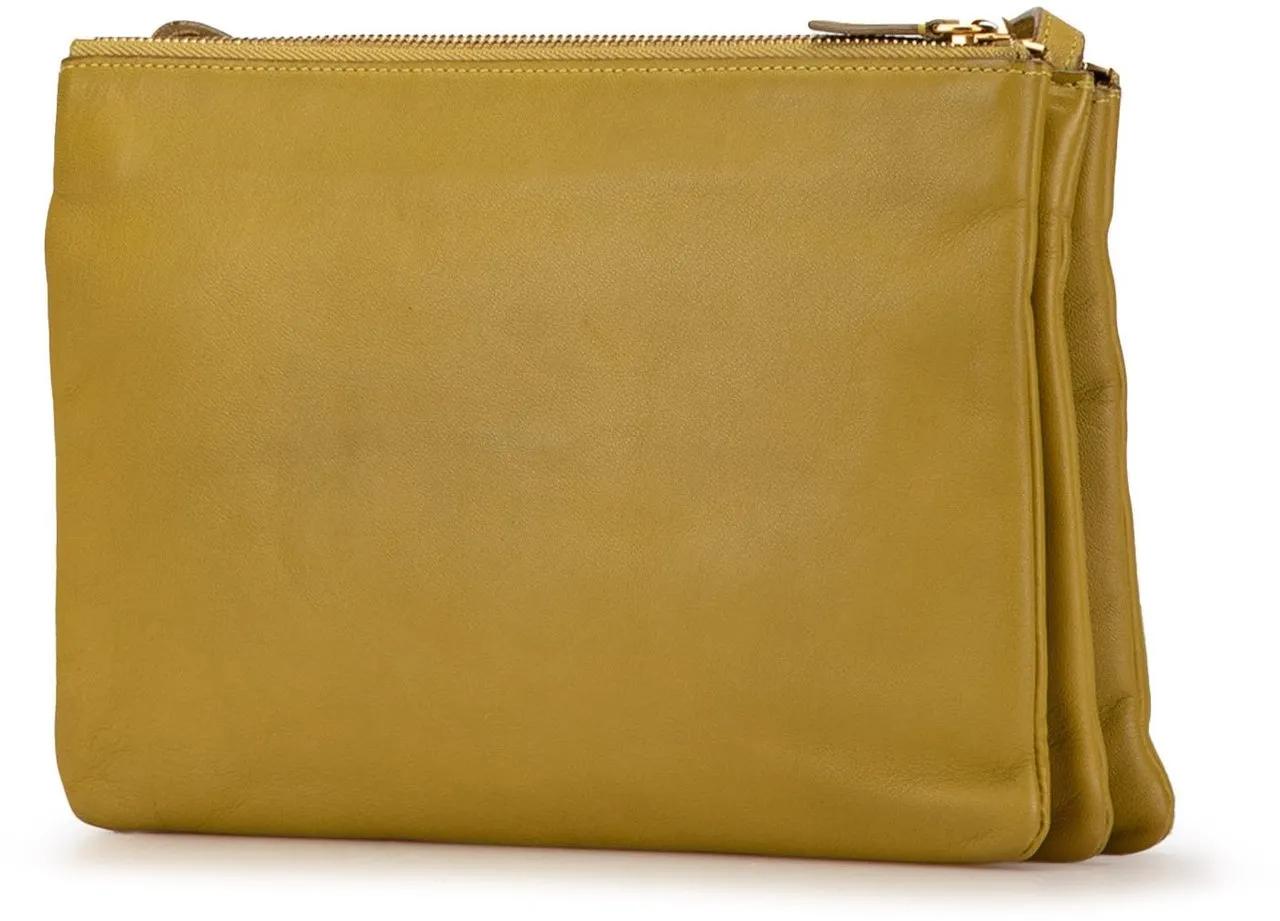 Celine Shoppers Large Lambskin Trio Crossbody in geel