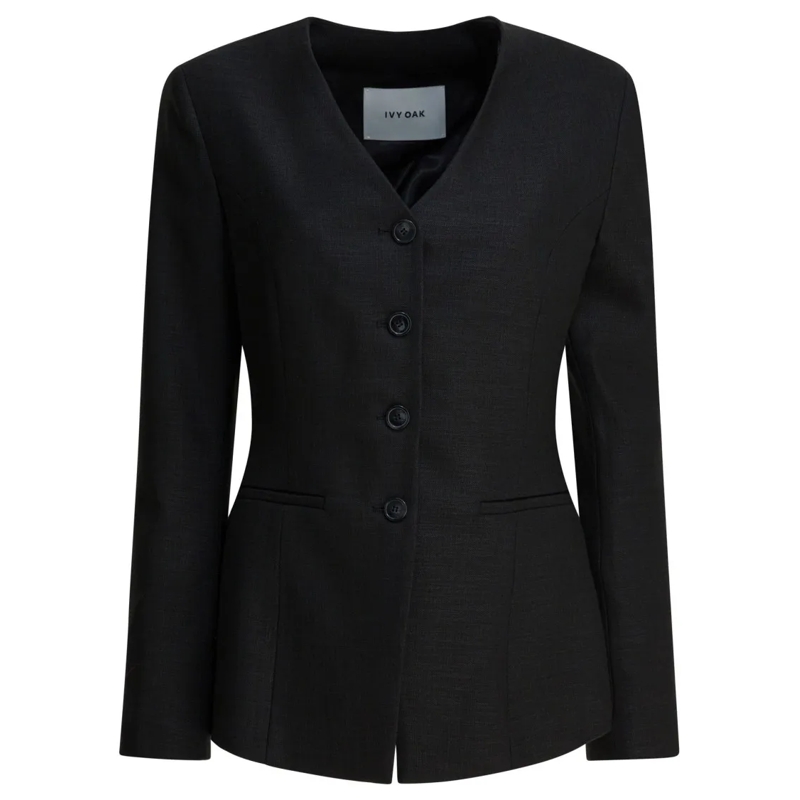 Ivy & Oak Overgangsjas Tailored Fitted Viscose Blend Jacket Black