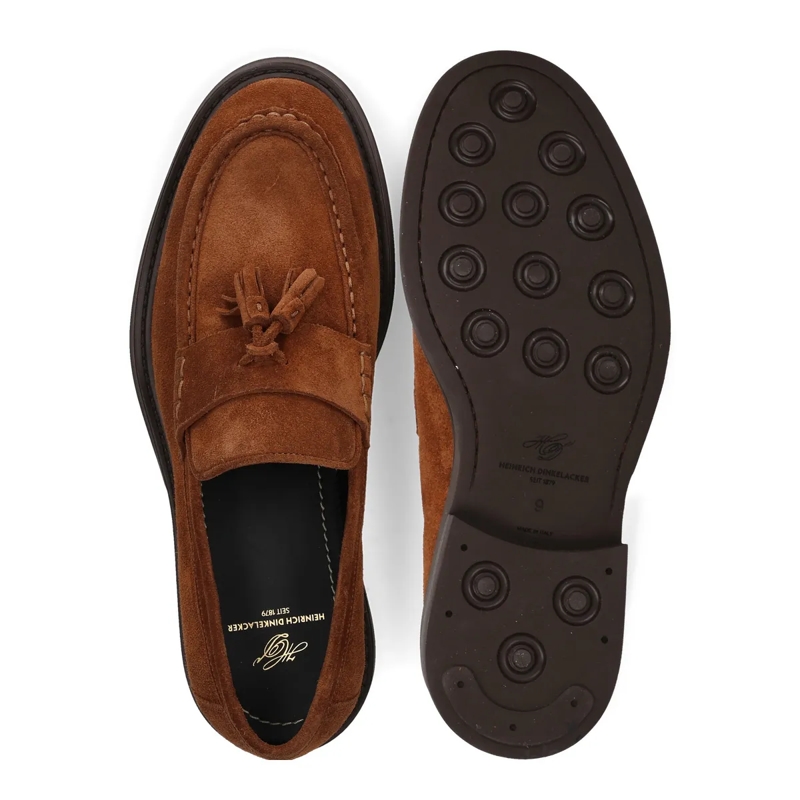 Heinrich Dinkelacker Monkstraps Der Florenz Tassel V Loafer in tiefem Braun kombin mittel-braun(Image 4)