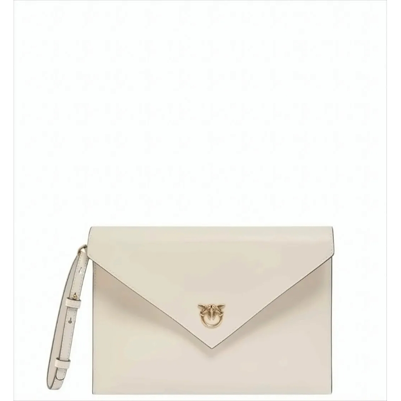 Pinko Clutch Envelope Design White Leather Clutch White