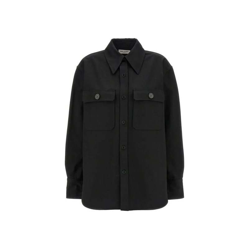 Saint Laurent Overhemd Black Cotton Shirt Black