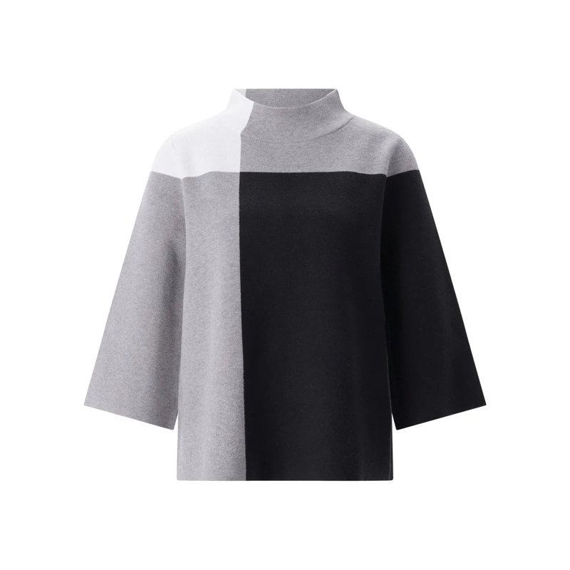 Joseph Ribkoff Pullover Pullover mit kariertem Muster Schwarz