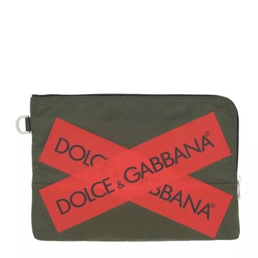 Dolce&Gabbana Pouch With Label Patches Nylon Green/Red Pochette