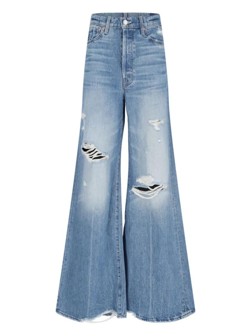 Thumbnail - Mother - "The Ditcher Roller Sneak" Palazzo Jeans – Light - Größe 27 - blau
