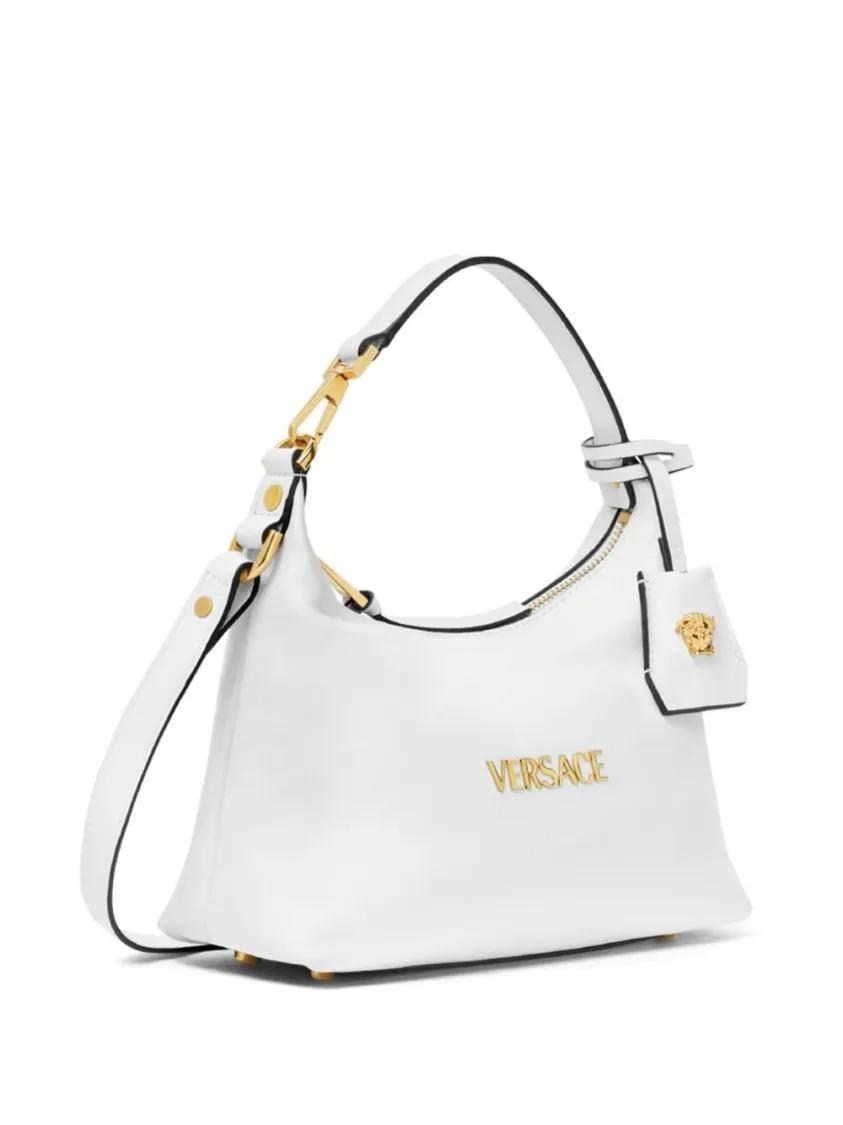 Versace Hobo bags Lambskin Shoulder Bag With Medusa Plaque in wit