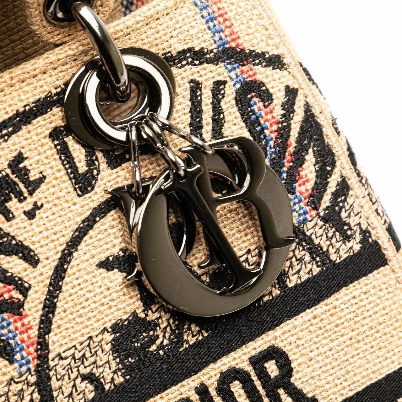 Thumbnail - Christian Dior Hobo Bags - Medium Jute Embroidered Lady D Lite - Gr. unisize - in Braun - für Damen