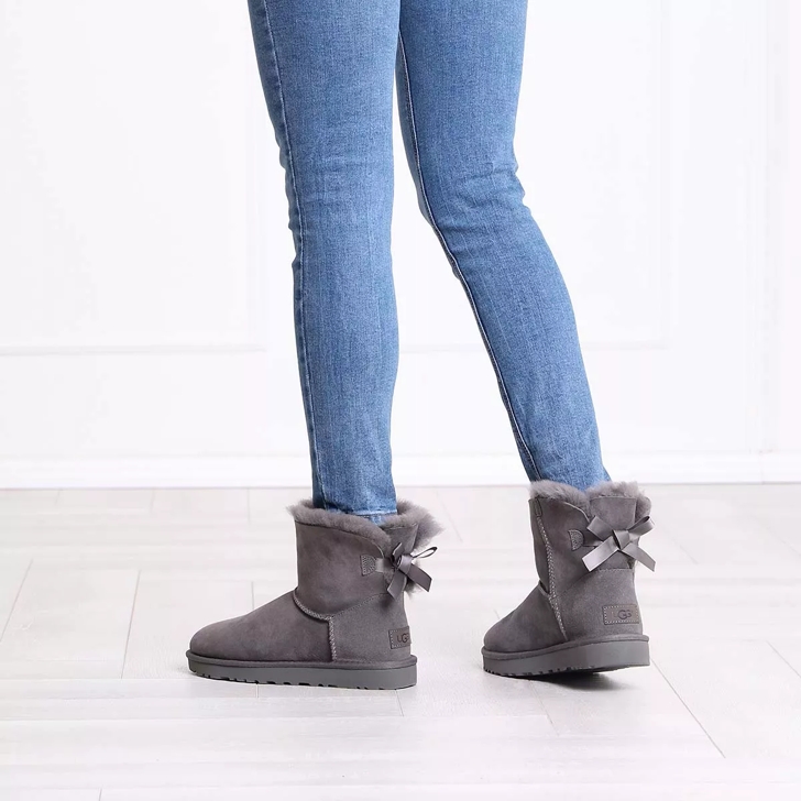 UGG Women's Mini Bailey Bow II Sheepskin Boots Grey