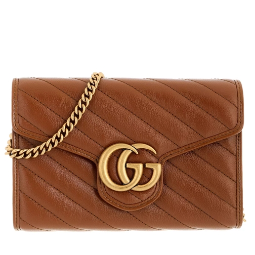 Gucci Mini GG Marmont Crossbody Bag Matelassé Leather Brown Crossbody Bag
