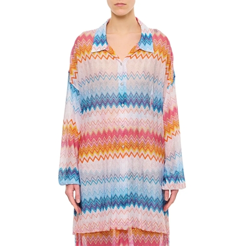 Missoni Mini-Kleider Multicolor Zigzag Print Shirt Dress Multicolor