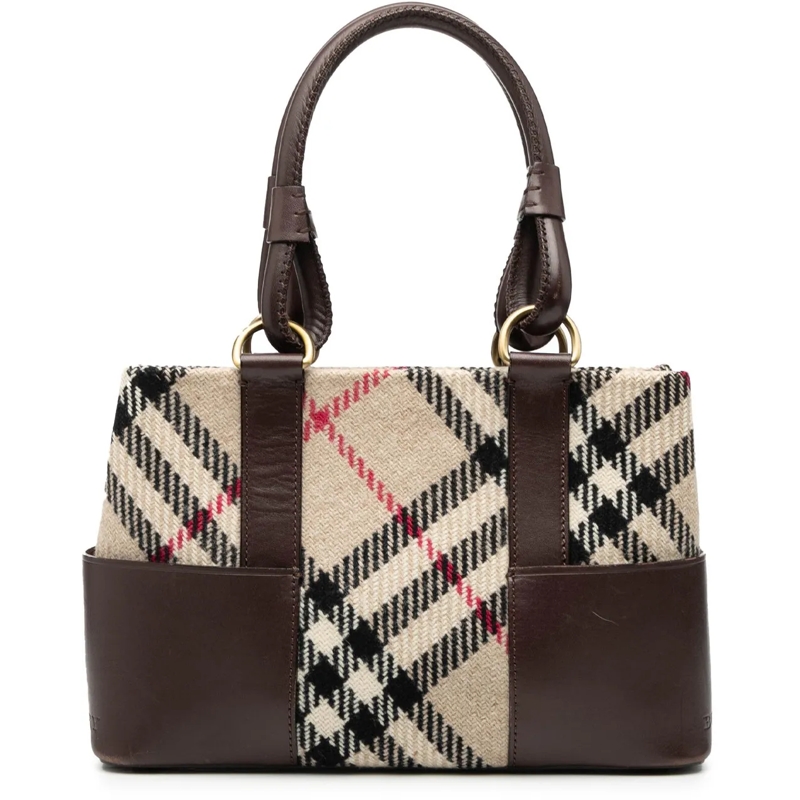 Burberry Shopper Supernova Check Wool Tote braun