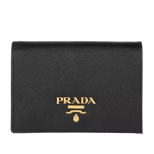 Prada Folding Wallet Saffiano Leather Black Bi-Fold Portemonnaie