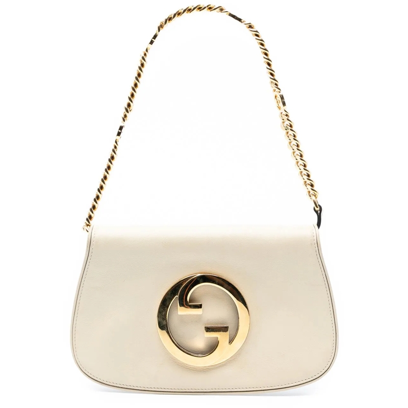 Gucci Schultertasche Calfskin Blondie Chain Satchel weiß