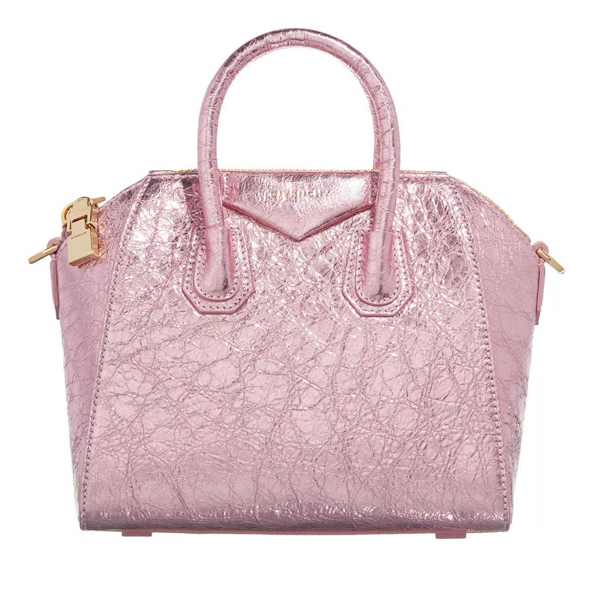 Givenchy Mini Antigona Bag In Laminated Leather Silk Pink