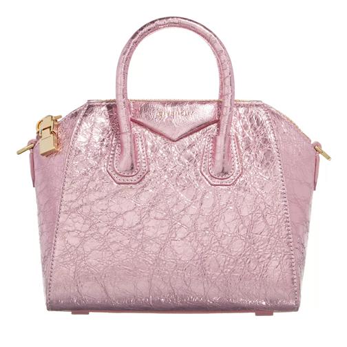 Givenchy Mini Antigona Bag In Laminated Leather Silk Pink Draagtas