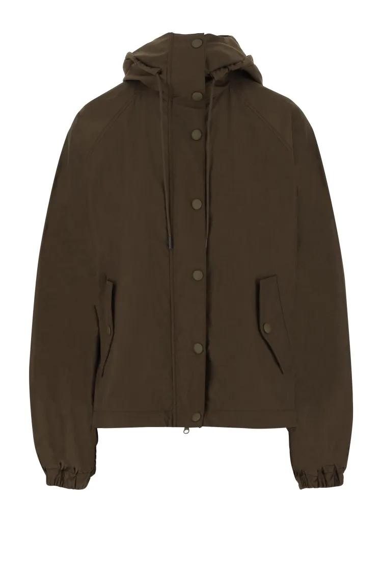 Thumbnail - Aspesi - Brown Nylon Jacket With Adjustable Hood - Größe M - schwarz