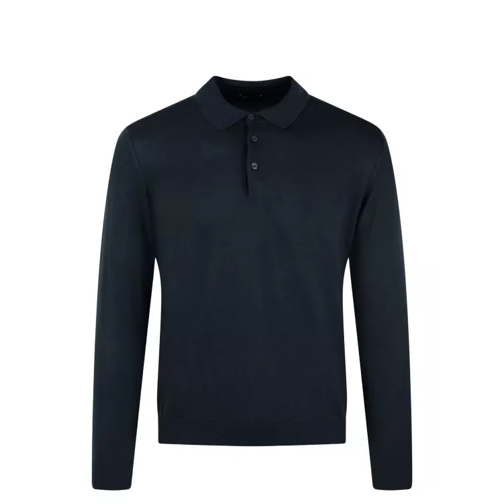 Drumohr Long Sleeved Cotton Polo Shirt Black 