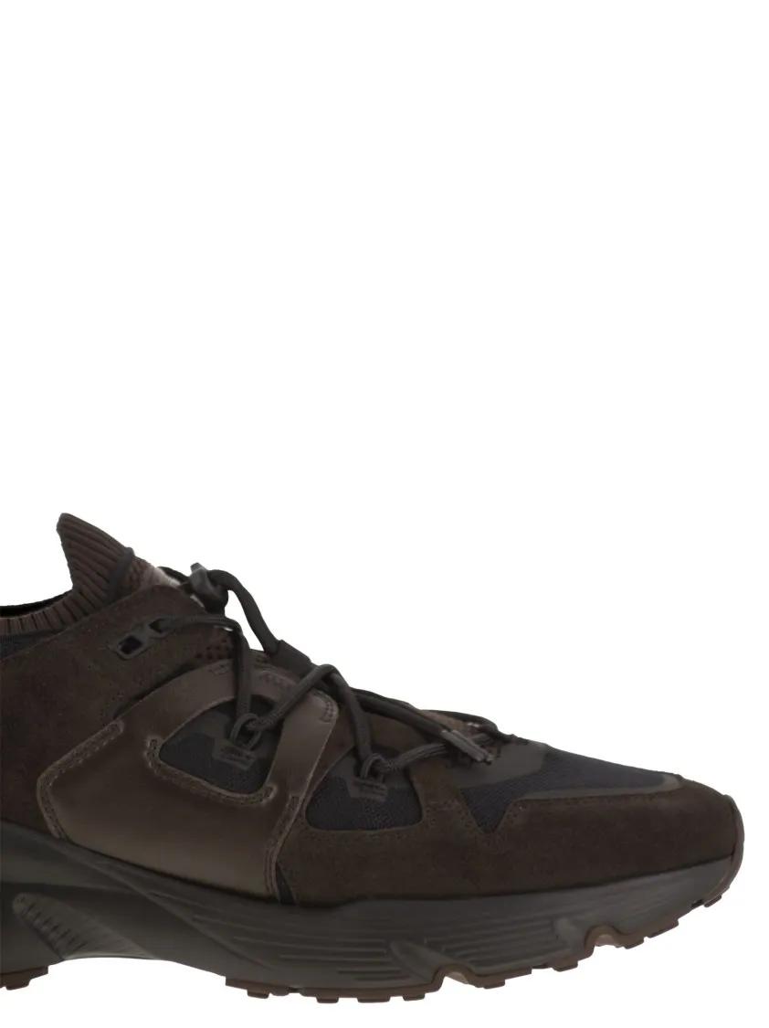 Thumbnail - Tod's Low-Top Sneaker - Leather And Technical Fabric Sneakers - Gr. 7 - in Schwarz - für Damen