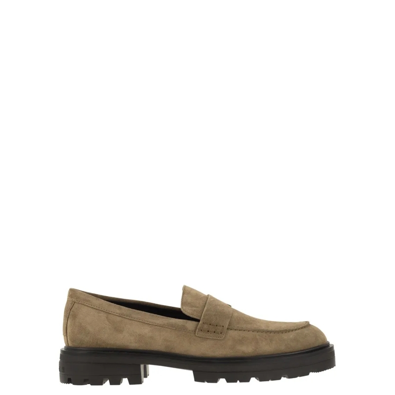 Hogan Mocassin H673 Suede Moccasin With Carrarmato Bottom Black